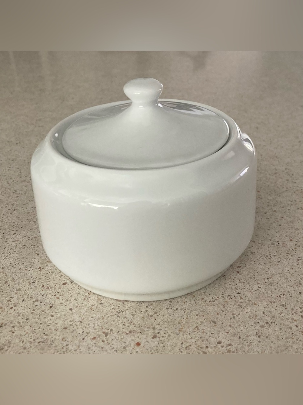 Vintage Inter-American Mid-Century Modern Sugar Bowl with Lid White Porcelain